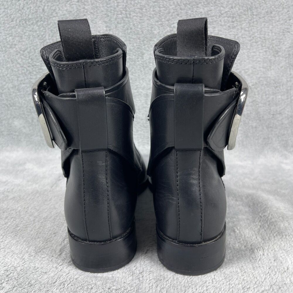 Alexander Wang Boots Women 7 Black Leather Ankle Buckle Moto Goth Edgy Luxury - Picture 7 of 14
